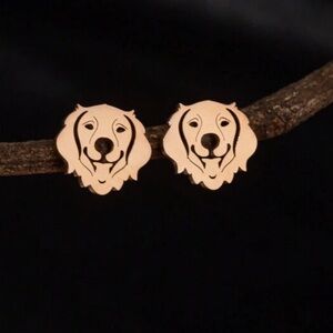 Rose Gold Golden Retriever Stud Earrings, Dog Earrings, Dog Lover Gift